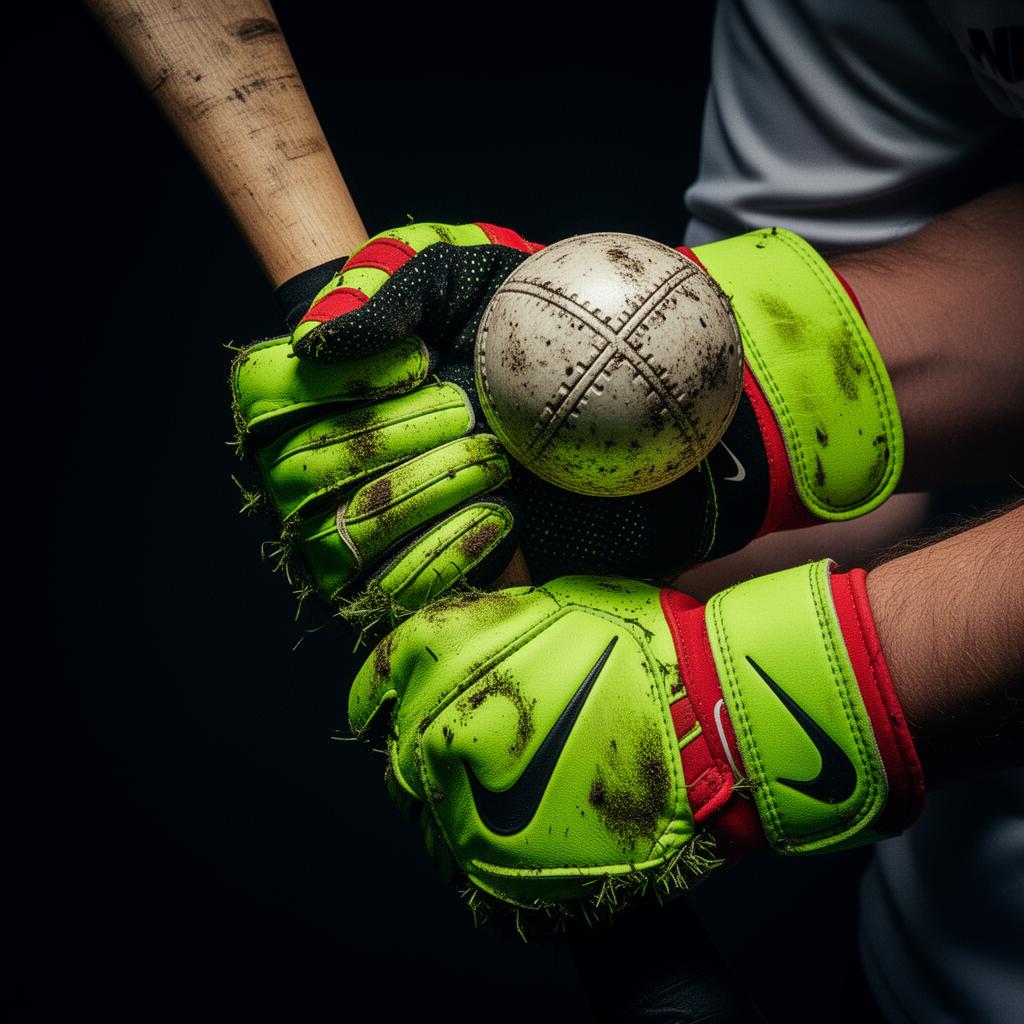Close-up of a hurler gripping a hurley and sliotar in NXT BLL grip gloves
